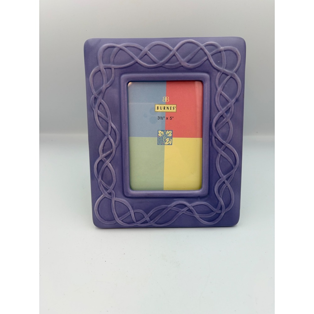 Burnes of Boston Purple Ceramic Celtic Knot Picture Frame 3.5x5 Vintage 1997‎